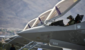 F-35 with pilot under open canopy