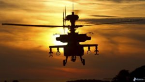 AH-64 Apache in silhouette