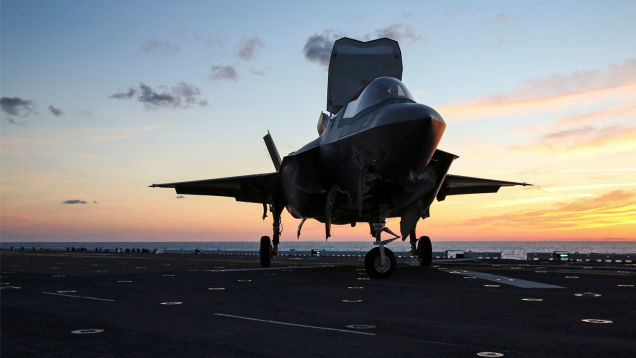 F-35B on USS Wasp at Dusk - Marvin Engineering Co